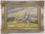 Kvetoucí třešně a hrad Šelenberk [Ota Bubeníček (1871-1962)]