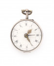 Silver pocket verge fusee watch with date display