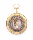 Ladies gold pocket watch verge fusee with color enamels