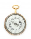 Gold ladies pocket watch verge fusee with blue guilloché enamel