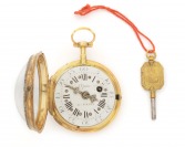 Gold ladies pocket watch verge fusee with blue guilloché enamel []