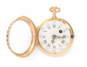 Gold pocket watch verge fusee with enamel