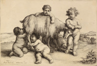 Vier Jungen, kleiner Satyr und Ziegenbock [Wenceslaus Hollar (1607-1677)]