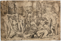 Allegorie des Todes und des Ruhmes [Marco Dente (1493-1527) Rosso Fiorentino - nach (1494-1540)]