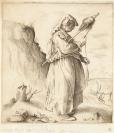 Eine alte Frau mit Spinnrocken [Monogrammist DWF (nach Enea Vico da Parma und Parmigianino)]