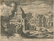 Bůh se zjevil Noemovi, č. XI ze série BONORVM ET MALORVM CONSENSIO.. [Jan Sadeler (1550-1600) Marten de Vos (1532-1603)]