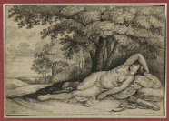 Lying Huntress (Diana`s Nymph) [Václav Hollar (1607-1677) Pieter van Avont (1600-1652)]