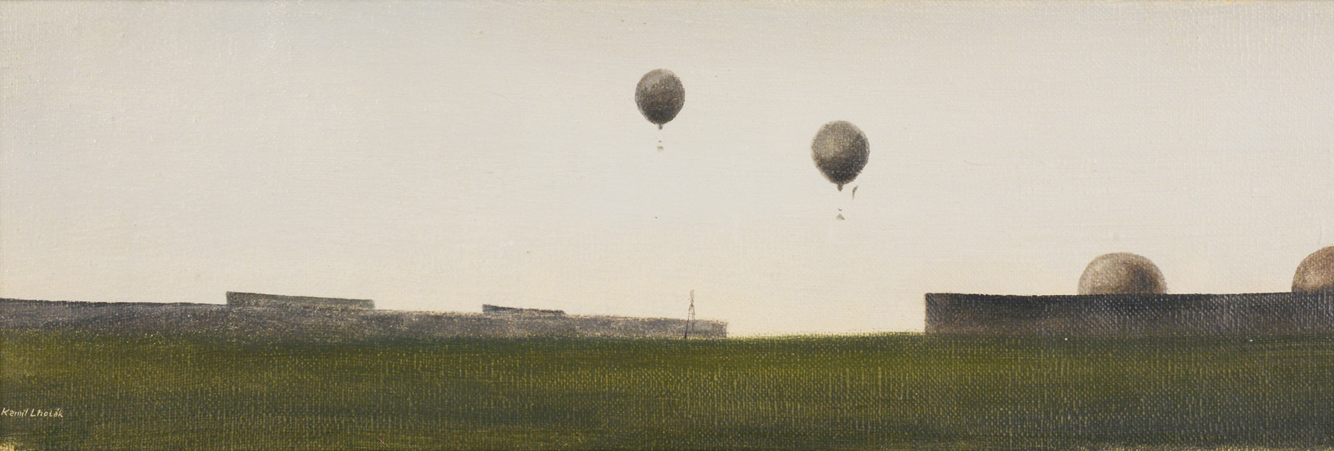 Hot air balloon races, 1942 | Sold for 1.620.000 CZK | Lot. nr. 182 [Kamil Lhoták (1912 - 1990)]