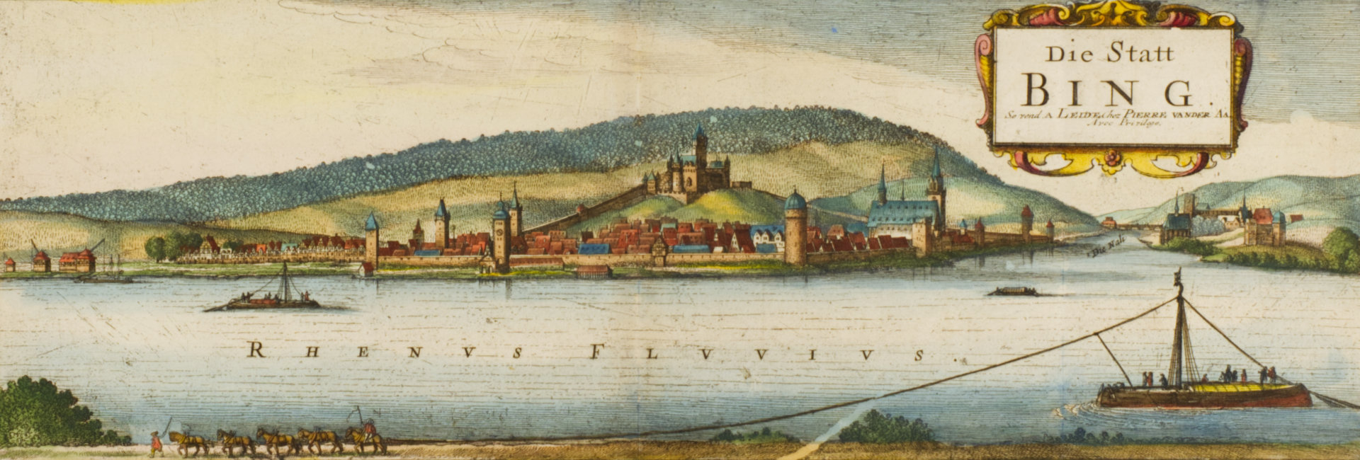 COLORED LANDSCAPE VIEW - DIE STATT BING [Václav Hollar (1607-1677)]